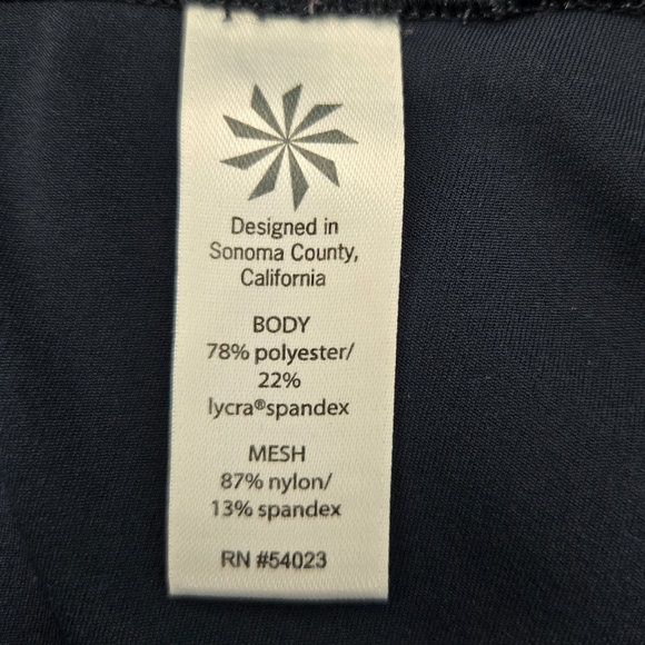 Athleta Aura‎ Sonar Navy Blue Mesh Panel Crop Capri Leggings Womens Size Medium - Picture 10 of 15
